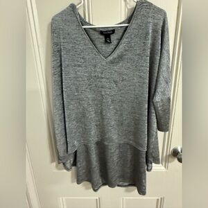 White House Black Market Gray V-Neck Sweater